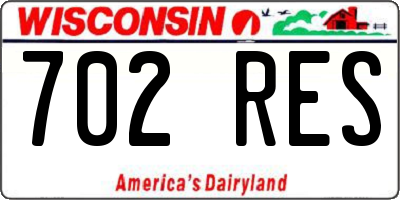 WI license plate 702RES
