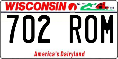 WI license plate 702ROM