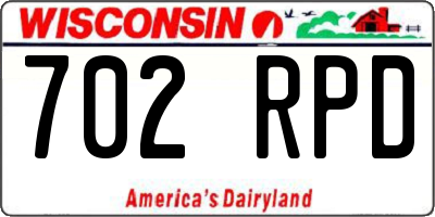 WI license plate 702RPD