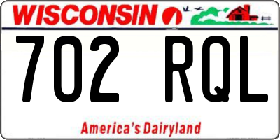 WI license plate 702RQL