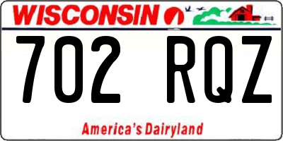 WI license plate 702RQZ