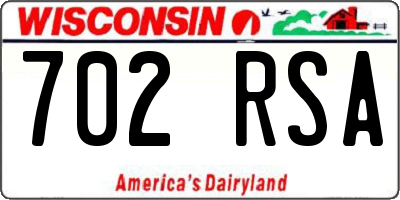 WI license plate 702RSA