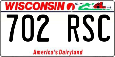 WI license plate 702RSC