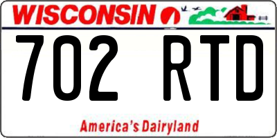 WI license plate 702RTD