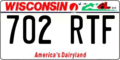 WI license plate 702RTF