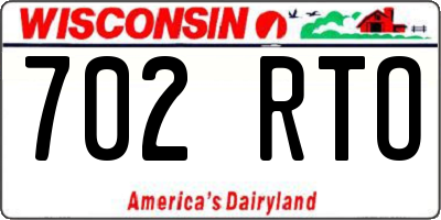WI license plate 702RTO