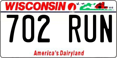WI license plate 702RUN