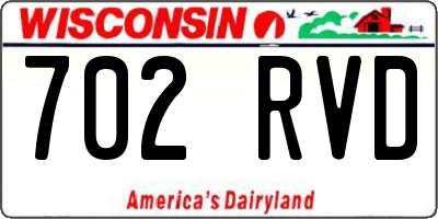 WI license plate 702RVD