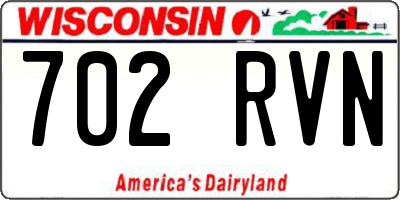 WI license plate 702RVN