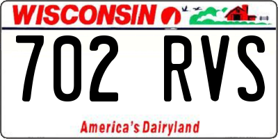 WI license plate 702RVS