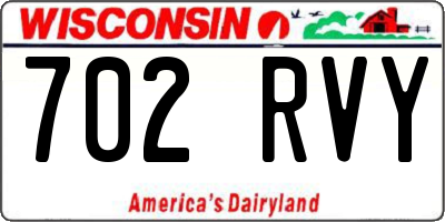 WI license plate 702RVY
