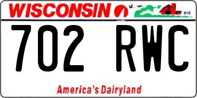 WI license plate 702RWC