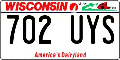 WI license plate 702UYS