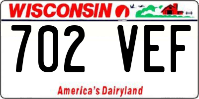 WI license plate 702VEF