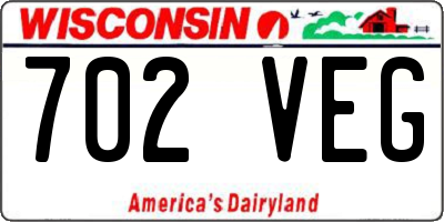 WI license plate 702VEG