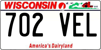 WI license plate 702VEL