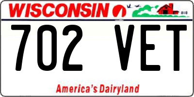 WI license plate 702VET