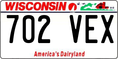 WI license plate 702VEX