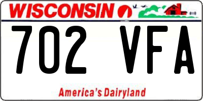 WI license plate 702VFA