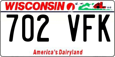 WI license plate 702VFK