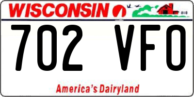 WI license plate 702VFO