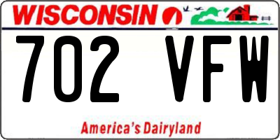 WI license plate 702VFW