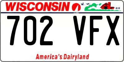 WI license plate 702VFX