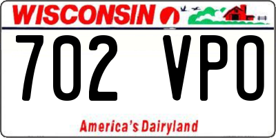 WI license plate 702VPO