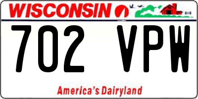 WI license plate 702VPW
