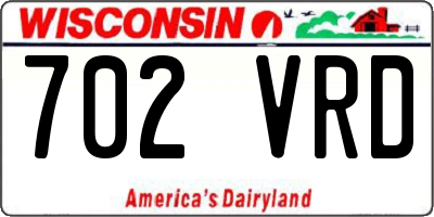 WI license plate 702VRD