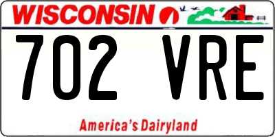 WI license plate 702VRE