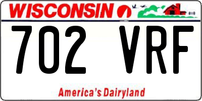 WI license plate 702VRF