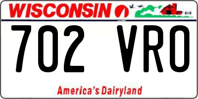 WI license plate 702VRO