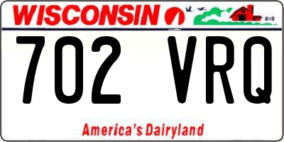 WI license plate 702VRQ