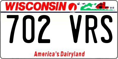 WI license plate 702VRS