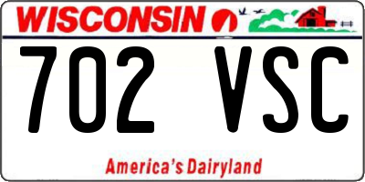 WI license plate 702VSC
