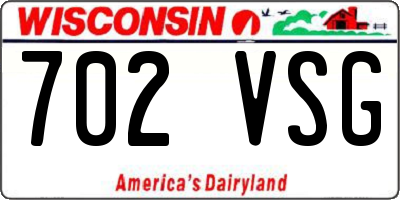WI license plate 702VSG