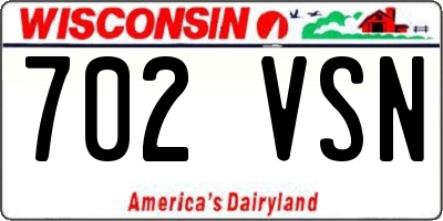 WI license plate 702VSN