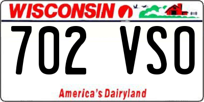 WI license plate 702VSO