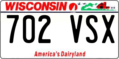 WI license plate 702VSX