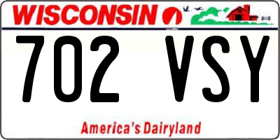 WI license plate 702VSY