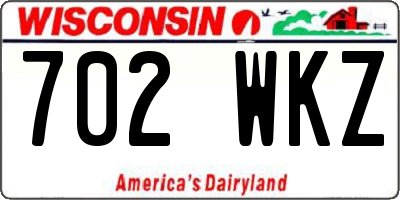 WI license plate 702WKZ