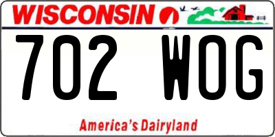 WI license plate 702WOG