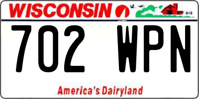 WI license plate 702WPN