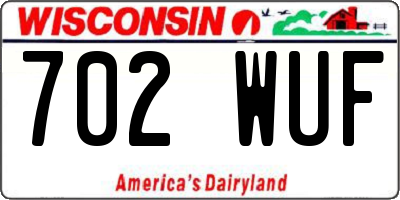 WI license plate 702WUF