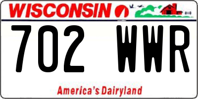 WI license plate 702WWR