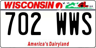 WI license plate 702WWS