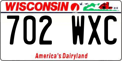 WI license plate 702WXC