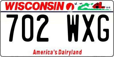 WI license plate 702WXG