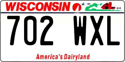 WI license plate 702WXL